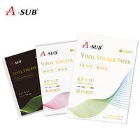 A-SUB Waterproof glossy vinyl sticker paper 25/50 sheet + glow-in-the-dark sticker,8.5x11 