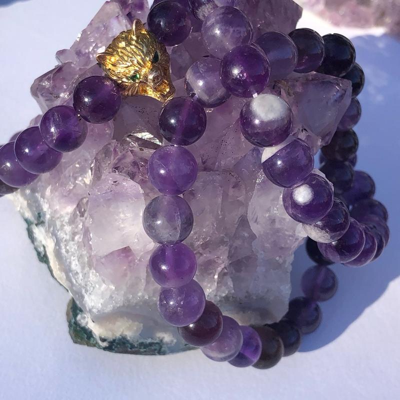 Natural Amethyst Stone outlets Purple Sea Sediment Healing Balance Calm Bracelet