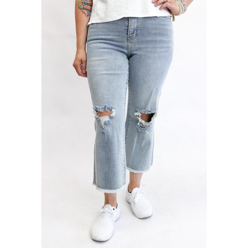 Tummy Control Crop Wide Leg Jeans by RFM 5