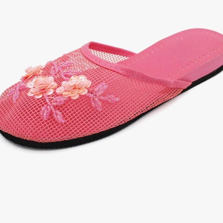 Cammie Women's Floral Beaded Mesh Chinese Slippers Flip Flops Flip Flop 0